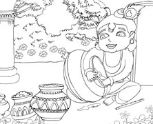 Lord Krishna Eating Butter From A Pot